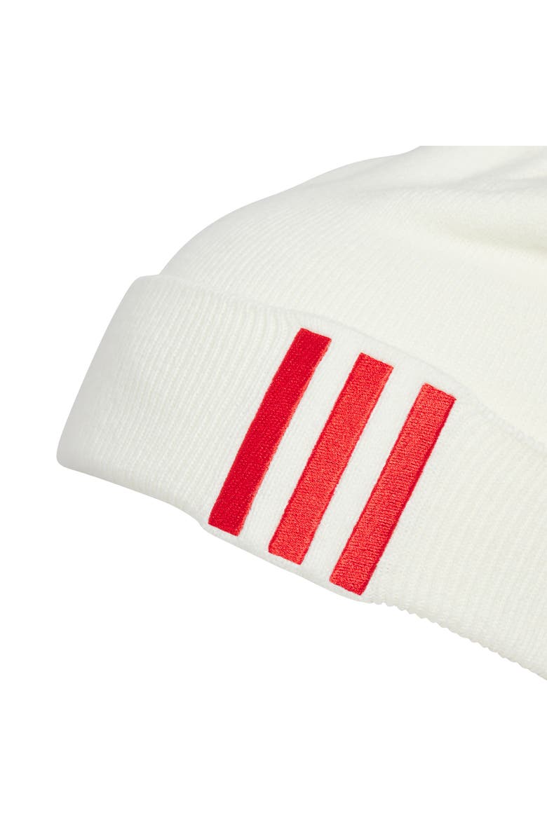 adidas Originals Off Set 3-Stripe Beanie, Alternate, color, White/ Better Scarlet