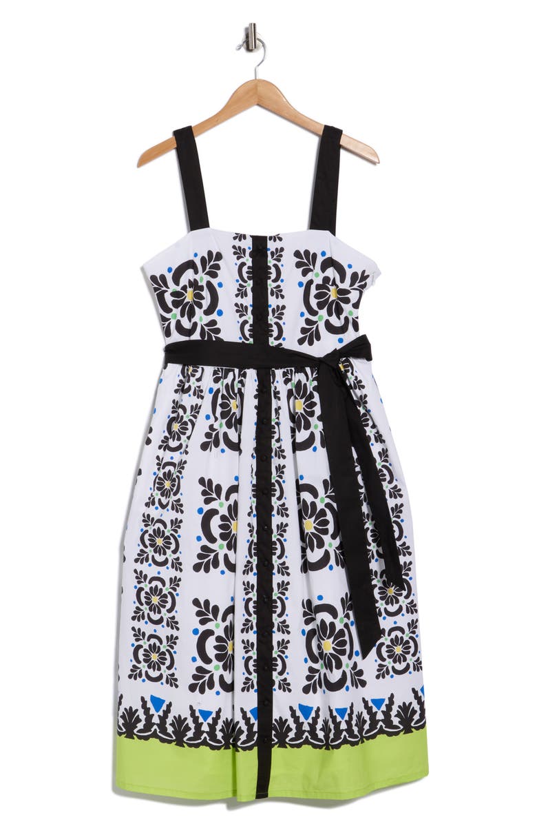 T Tahari Square Neck Sleeveless Fit & Flare Dress, Main, color, Island Dream Print