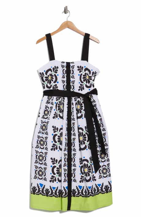 T Tahari Square Neck Sleeveless Fit & Flare Dress