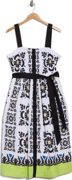 T Tahari Square Neck Sleeveless Fit & Flare Dress