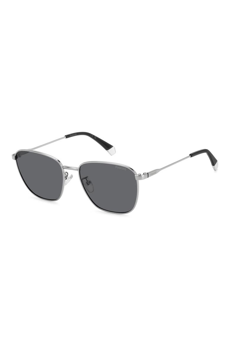 56mm Polarized Rectangular Sunglasses, Alternate, color, RUTHENIUM/ GRAY POLARIZED