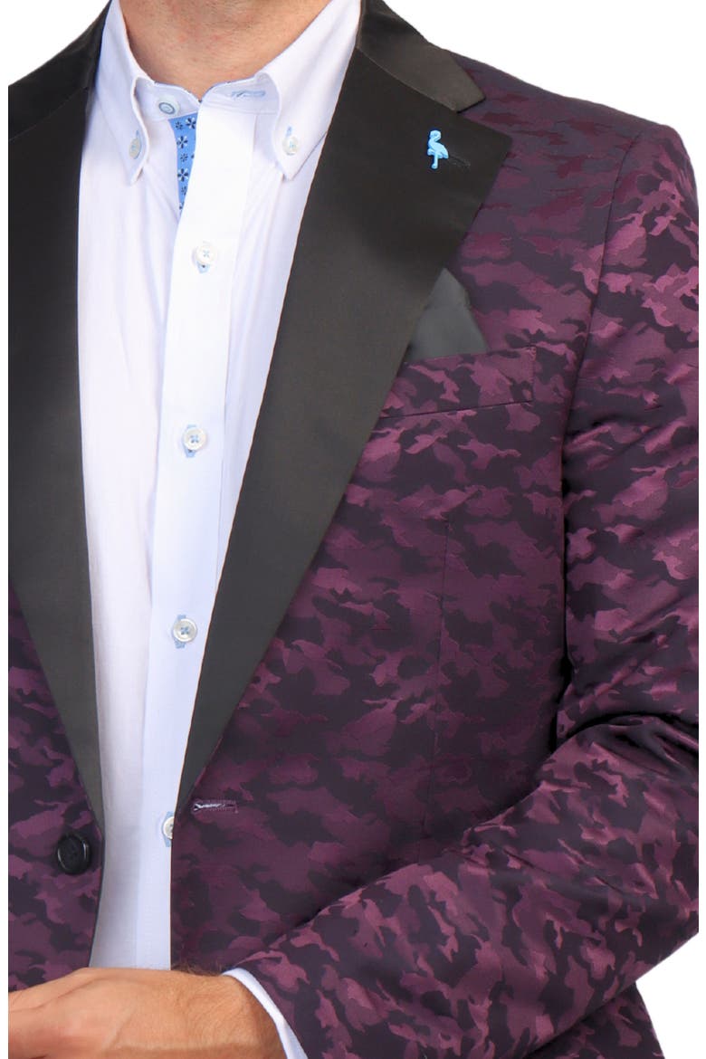 Camo Jacquard Dinner Jacket, Alternate, color, CRANBERRY