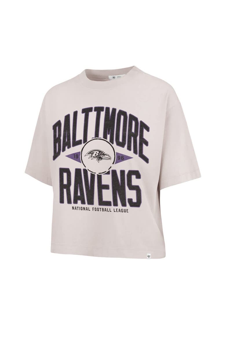 '47 Women's '47 Natural Baltimore Ravens Cropped Windthrow Ravine T-Shirt, Alternate, color,