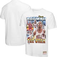 Mitchell & Ness Men's Mitchell & Ness Dennis Rodman White Chicago Bulls Hardwood Classics Commemorative Player Collage T-Shirt
