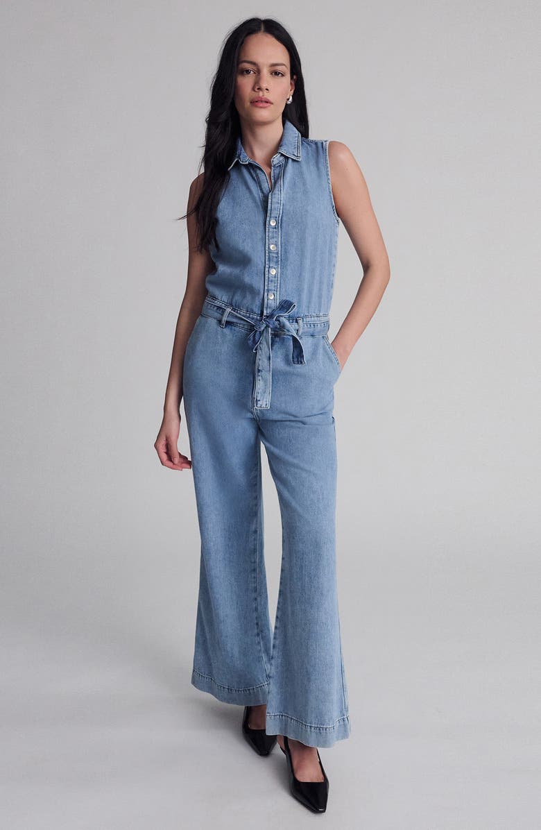 Mavi Jeans Elara Sleeveless Denim Jumpsuit, Alternate, color, Light Well Blue