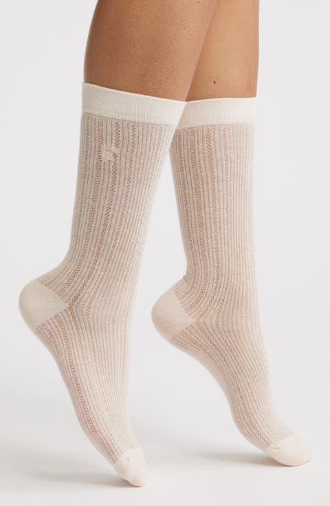 Kate Pointelle Bow Crew Socks