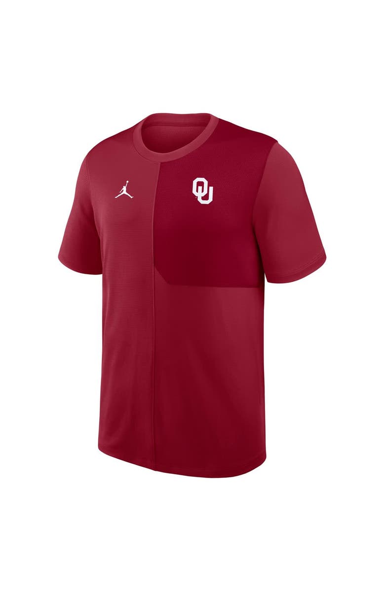 Jordan Brand Men's Jordan Brand Crimson Oklahoma Sooners 2025 Sideline UV Performance Coach T-Shirt, Alternate, color, Crimson