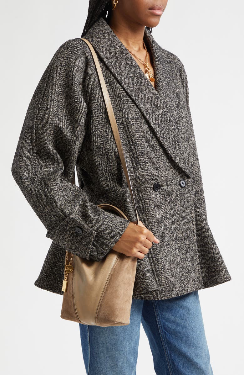 Chloé Small Chloé Spin Leather & Suede Tote, Alternate, color, Boyish Brown