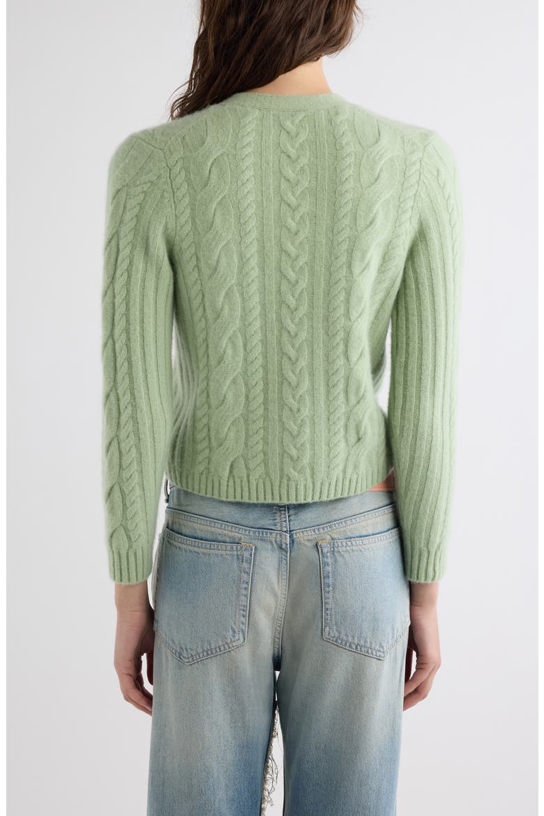 Kurea Cable Cashmere Blend Cardigan, Alternate, color, SAGE GREEN