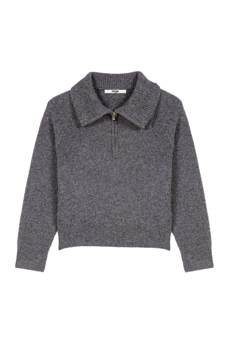 Zip-neck yak sweater, Alternate, color, Grey