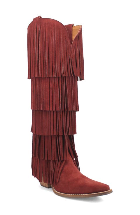 Wild Child Fringe Knee High Western Boot (Women) (Narrow Calf)