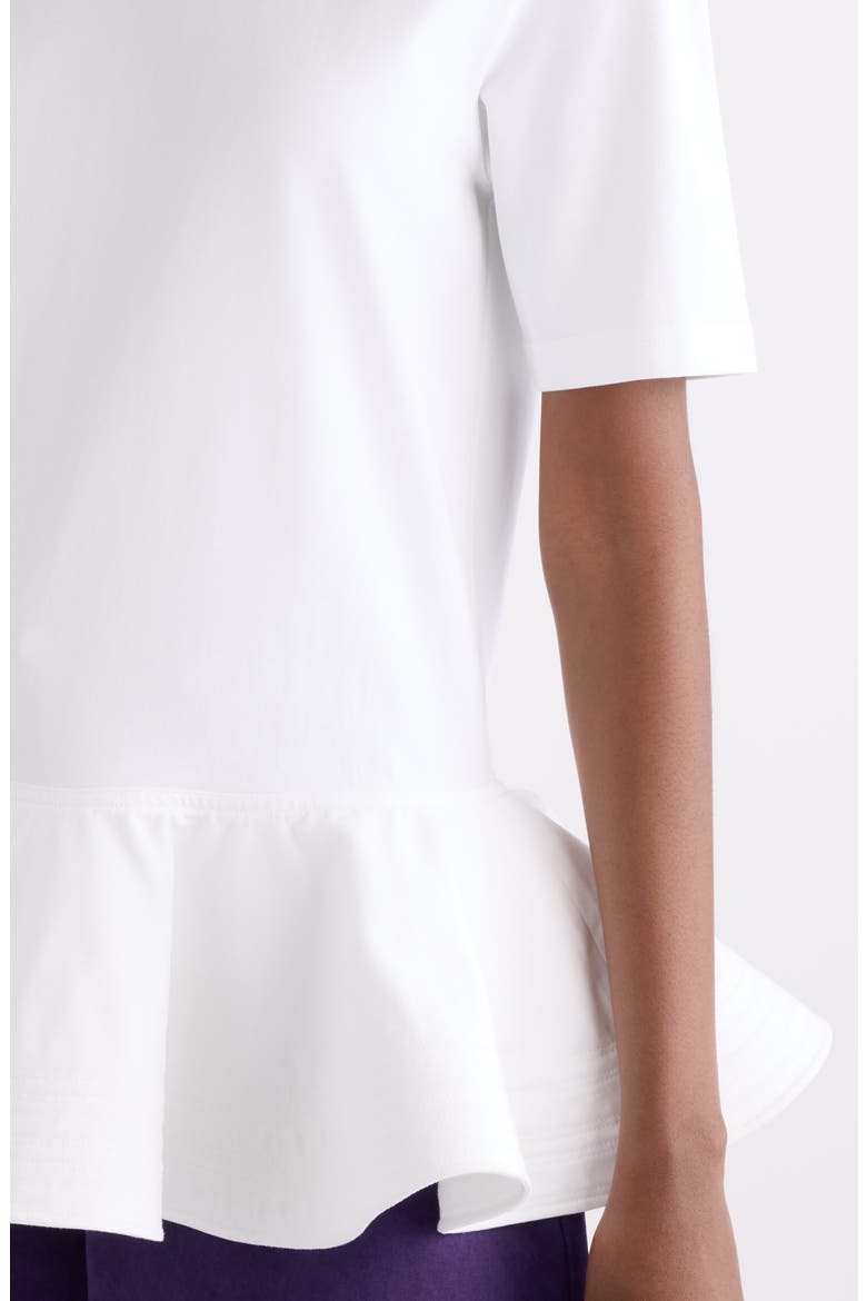 Crino Cotton Jersey Peplum T-Shirt, Alternate, color, BLANC