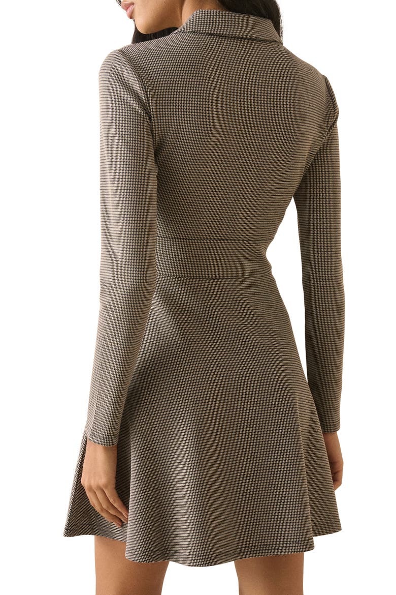 Corey Houndstooth Check Long Sleeve Minidress, Alternate, color, GREY