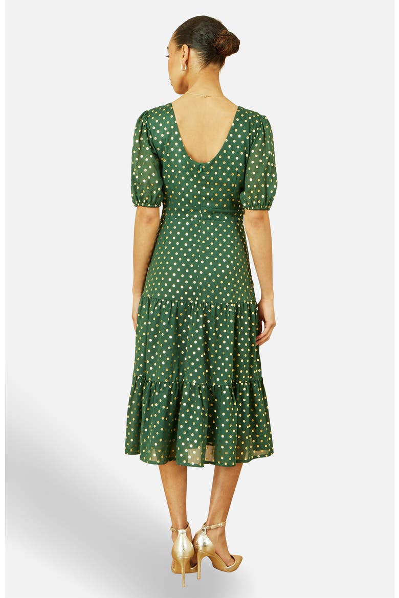 Foil Spot Midi Dress, Alternate, color, Green