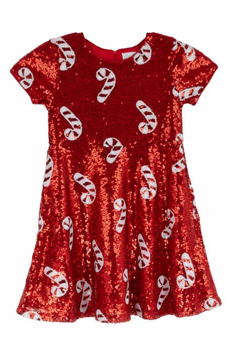 Kids' Candy Cane Sequin Dress
