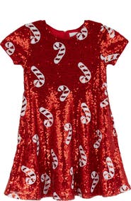 Rare Editions Kids' Candy Cane Sequin Dress