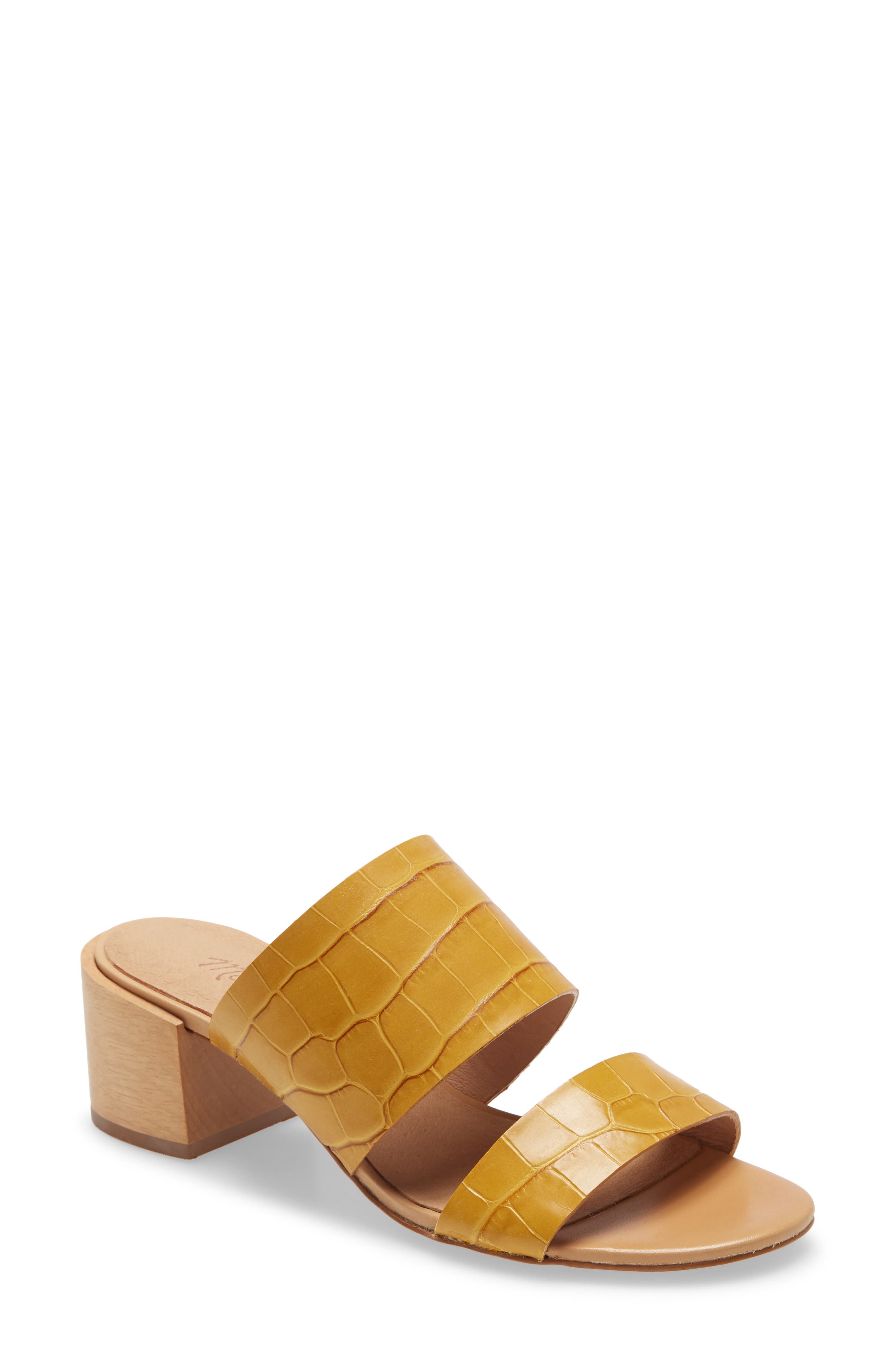 Kiera Block Heel Slide, Main, color, CUMIN CROCO EMBOSSED
