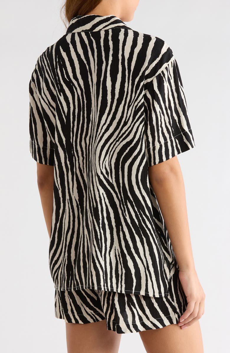 Elan Short Sleeve Button-Up Cover-Up Shirt, Alternate, color, Black Zebra