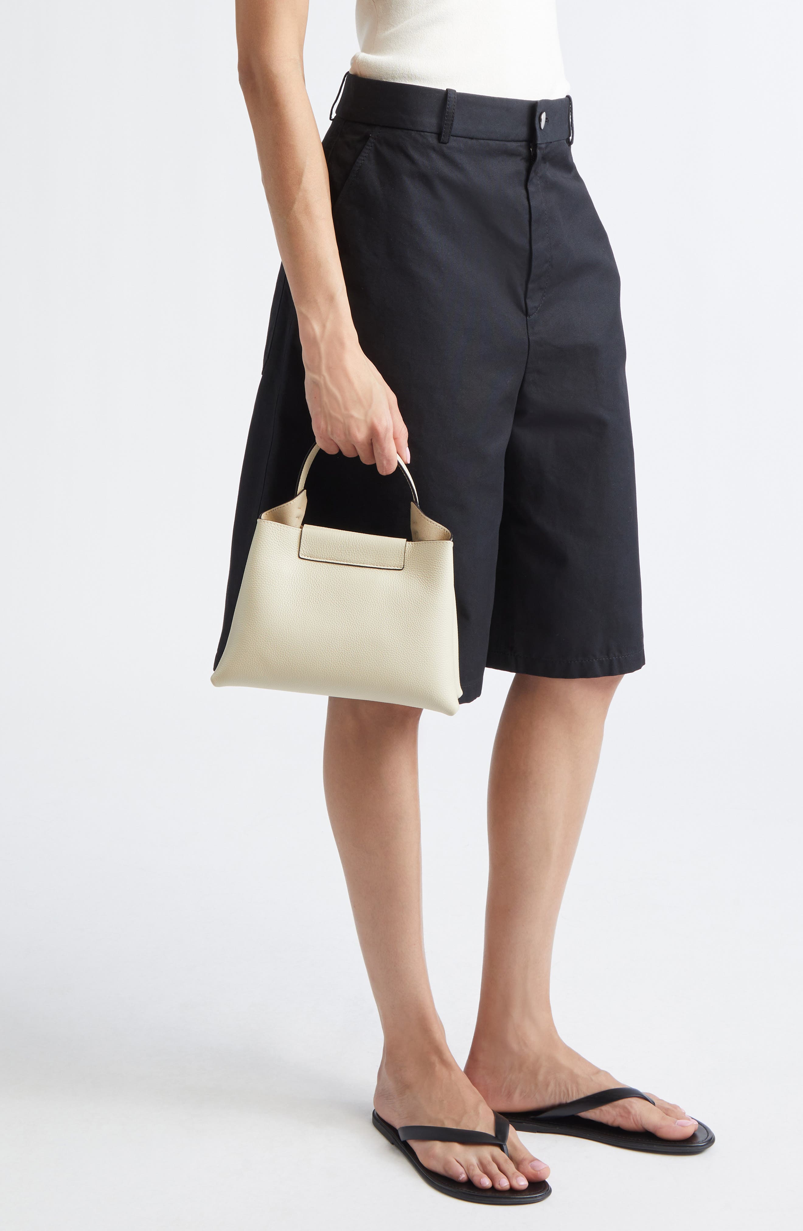 Ree Projects Elieze Leather Top Handle Bag, Alternate, color, Beige