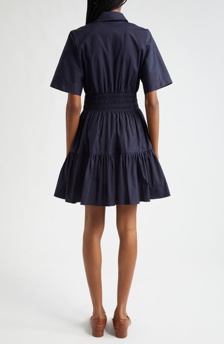 Veronica Beard Greta Smocked Waist Shirtdress, Alternate, color, Navy