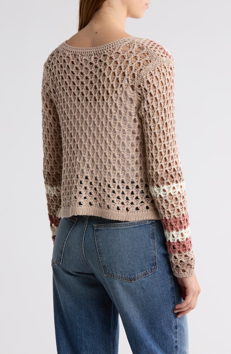 Cotton Emporium Striped Sleeve Patchwork Cardigan, Alternate, color,