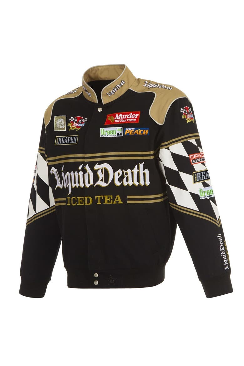 Men's JH Design Black NASCAR Liquid Death Full-Snap Twill Uniform Jacket, Alternate, color, Black