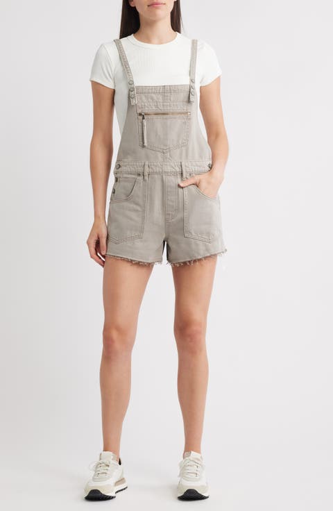Frayed Hem Short Overalls