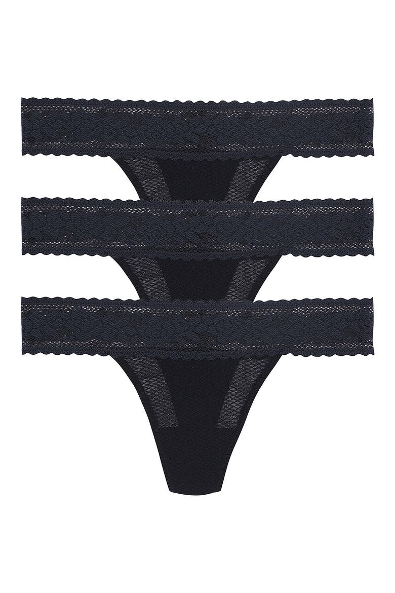 3-Pack Lace Thongs, Main, color, BLACK