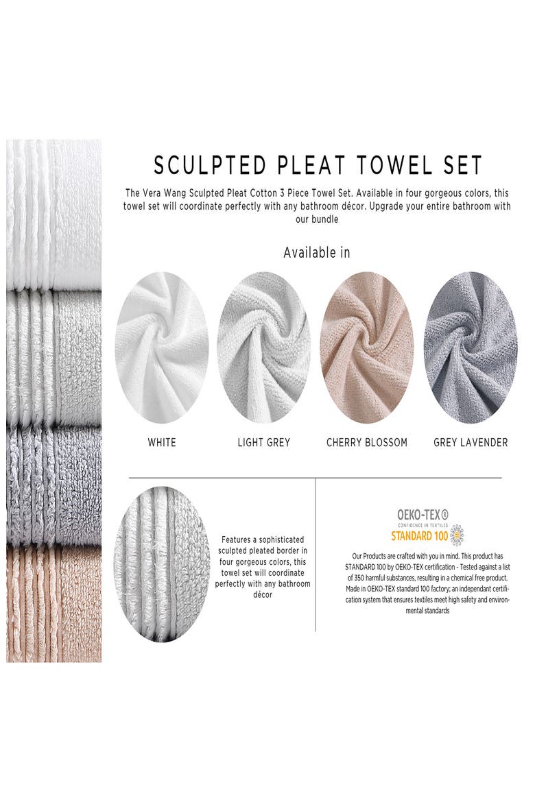 Sculpted Pleat 6-Piece Bath Towel, Hand Towel & Washcloth Set, Alternate, color, WHITE