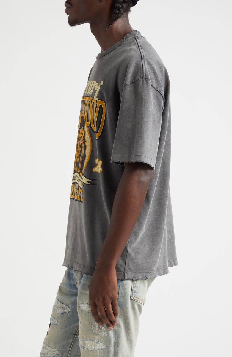 AMIRI High Lion Distressed Cotton Graphic T-Shirt, Alternate, color, Dark Grey