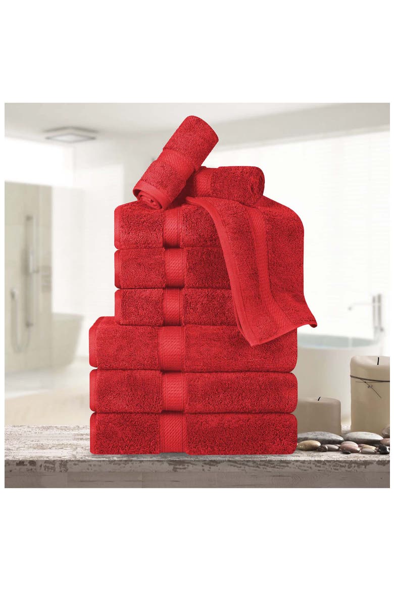 Egyptian Cotton 9-Piece Towel Set, Alternate, color, RED