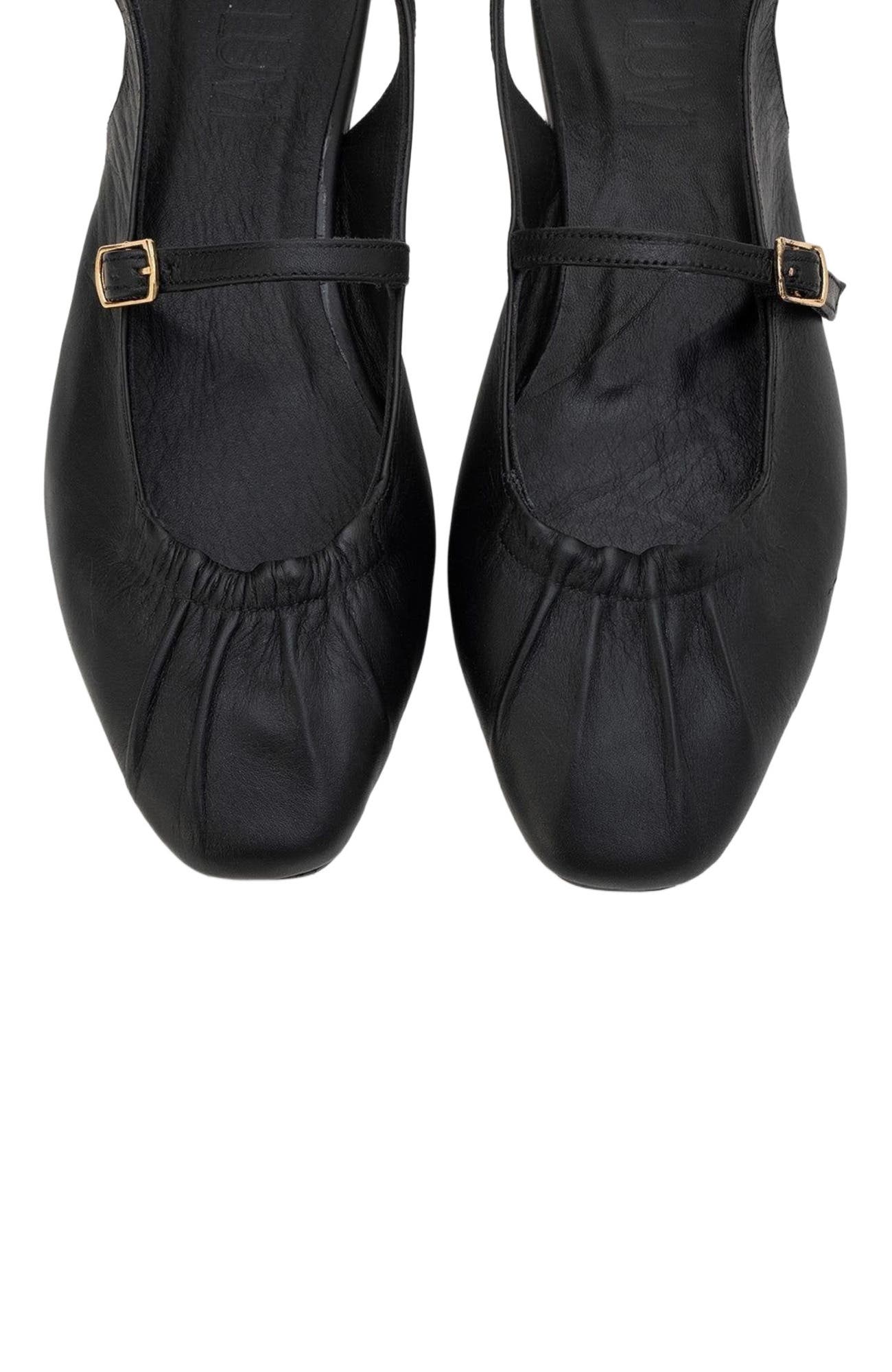 Forever & Always Shoes Britney Leather Closed-Toe Sandal, Alternate, color, Black Leather