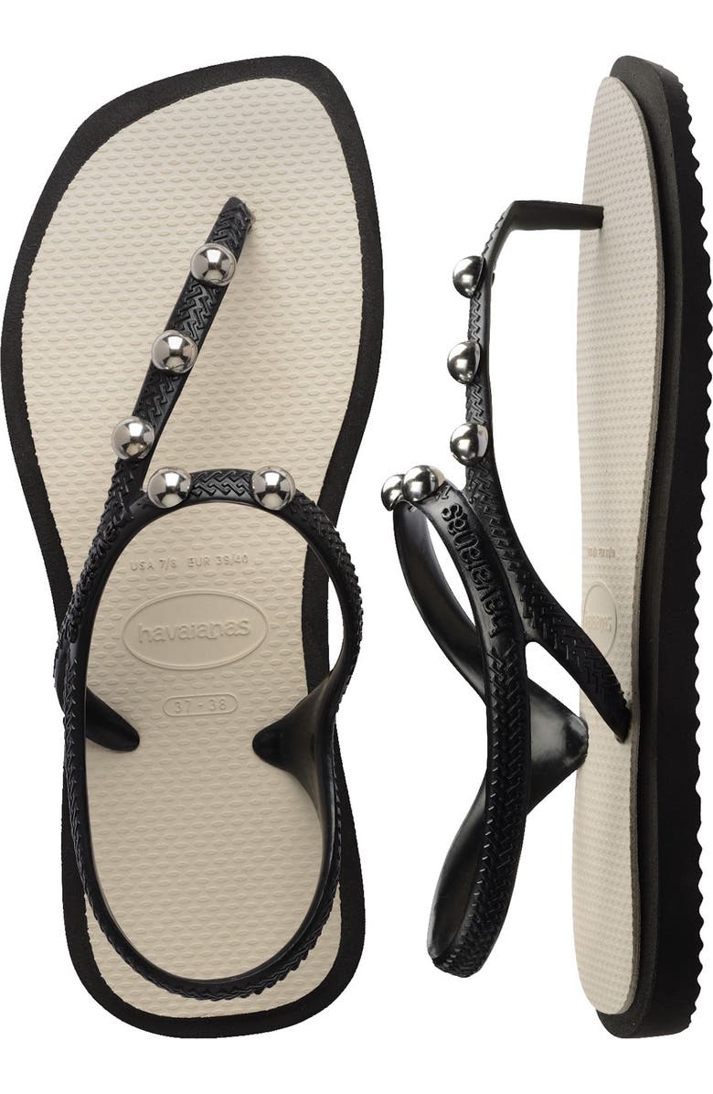 Havaianas Flash Fusion Sandal, Alternate, color, Black / Beige Straw