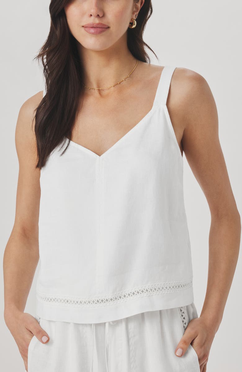 Splendid Stella Linen Tank, Main, color, White