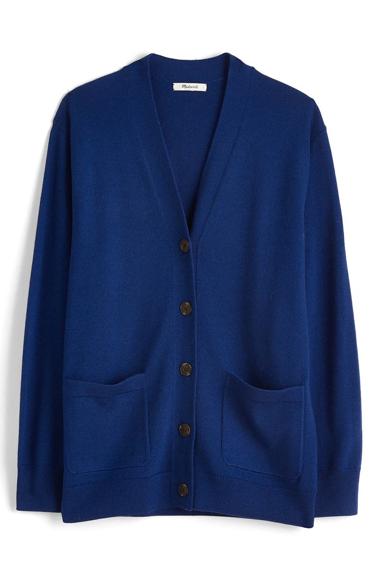 Madewell Merino Wool Boyfriend Cardigan, Alternate, color, Bright Cobalt