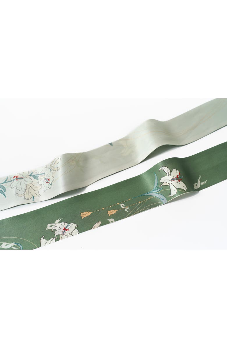 Lost Pattern Lily Silk Skinny Scarf, Alternate, color, Green