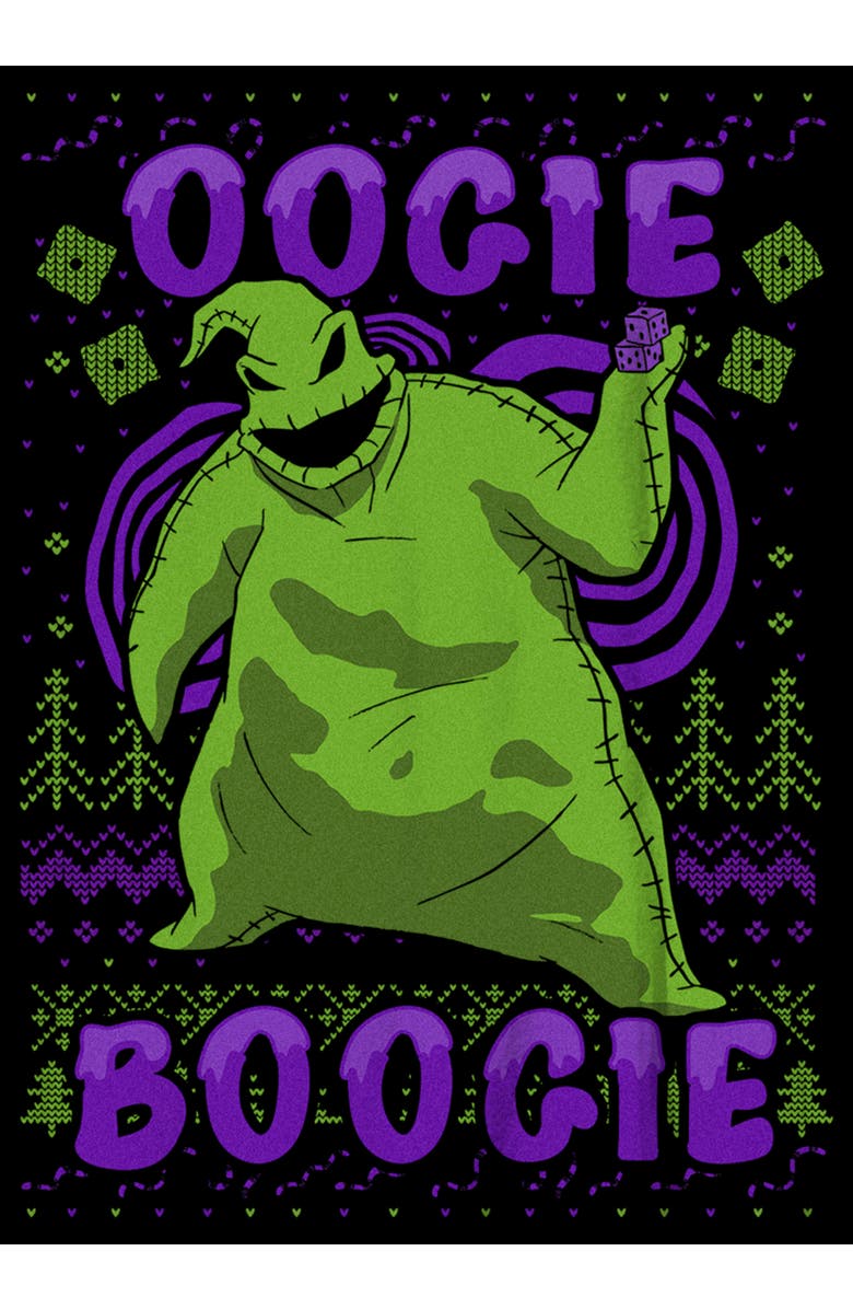 The Nightmare Before Christmas Boy's The Nightmare Before Christmas Oogie Boogie Ugly Sweater Graphic T-Shirt, Alternate, color, Black