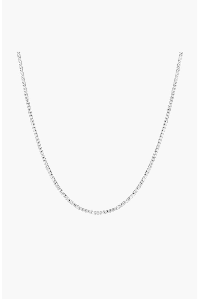 Lab Grown White Sapphire Tennis Necklace, Main, color, White Vermeil