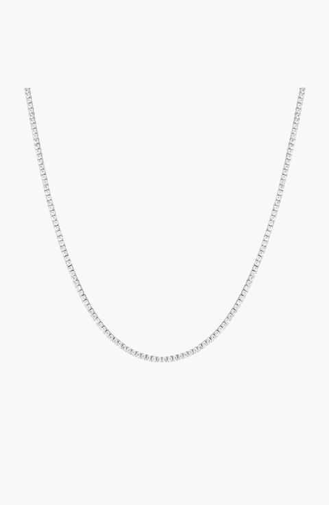Lab Grown White Sapphire Tennis Necklace
