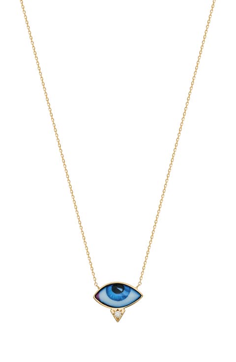 Petit Bleu Diamond Eye Pendant Necklace