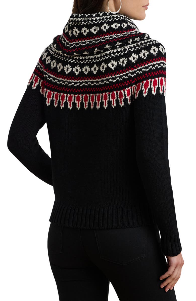 Lauren Ralph Lauren Roving Cotton Turtleneck Sweater, Alternate, color, Black/ Cream/ Red