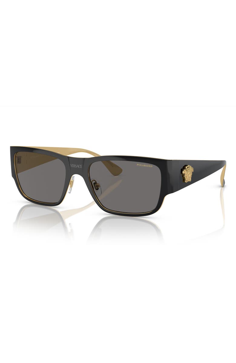 Versace 56mm Polarized Square Sunglasses, Alternate, color, 