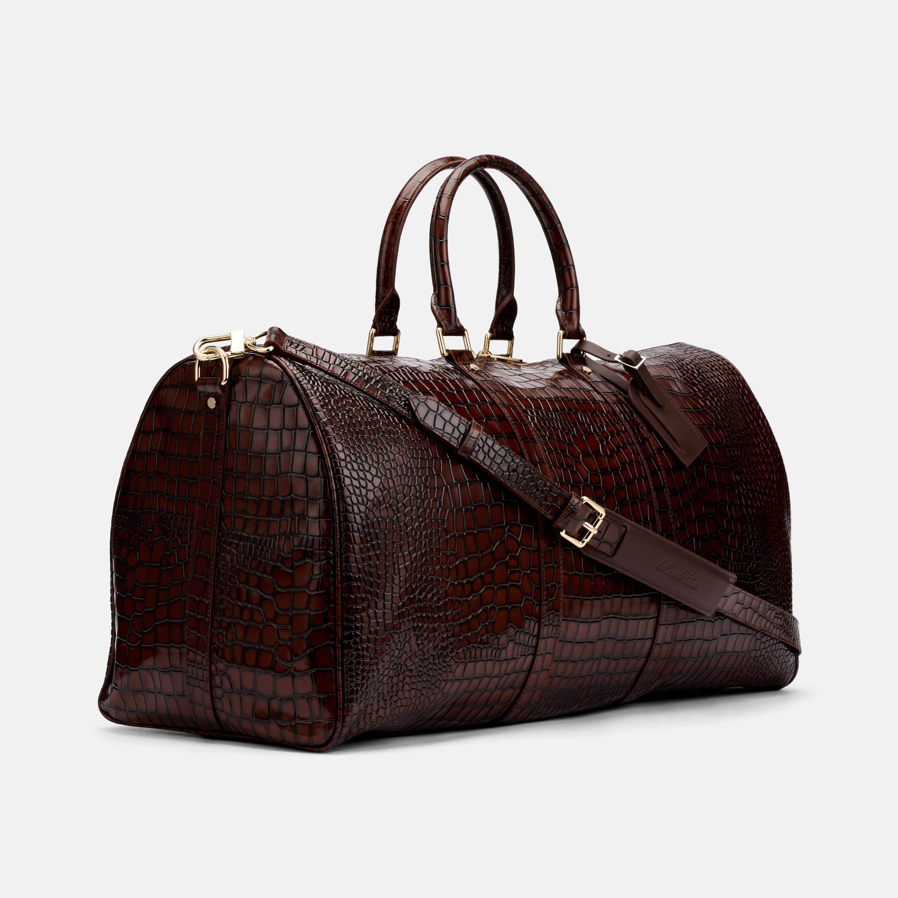 Large Weekender Duffle Bag, Alternate, color, Brown Croc