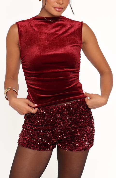 Nissa Ruched Velvet Top