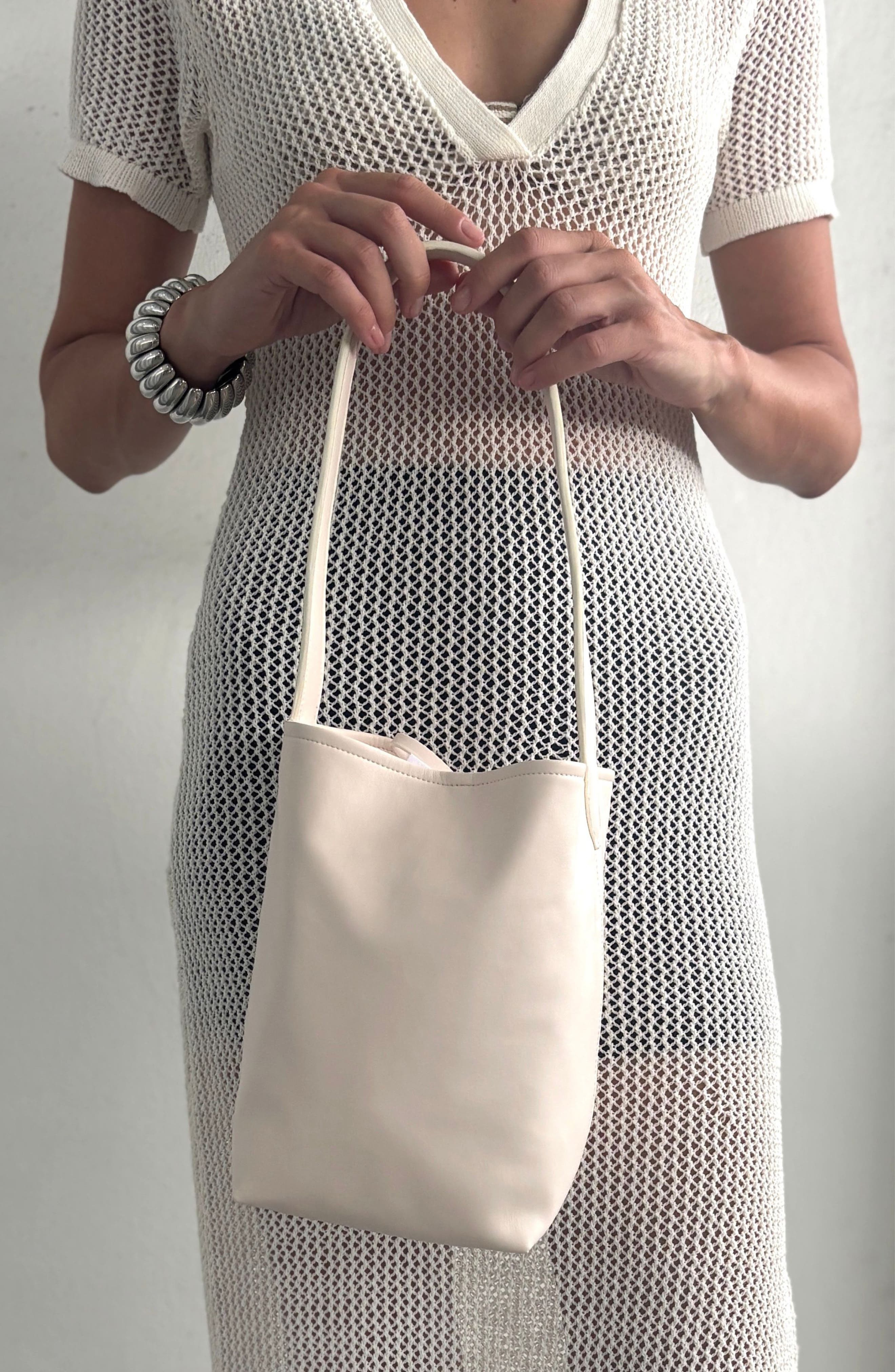 Adornia Faux Leather Bucket Bag, Alternate, color, White