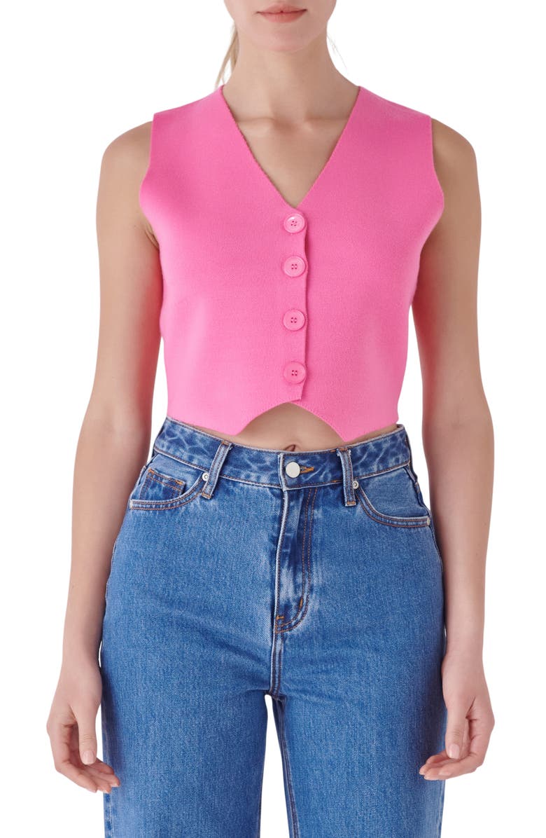 Endless Rose Sweater Vest Crop Top, Main, color, 
