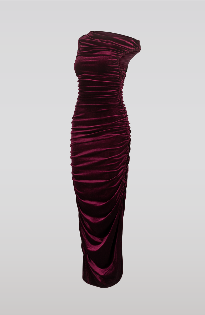 SAEMDI Draped Velvet Dress, Alternate, color, Burgundy