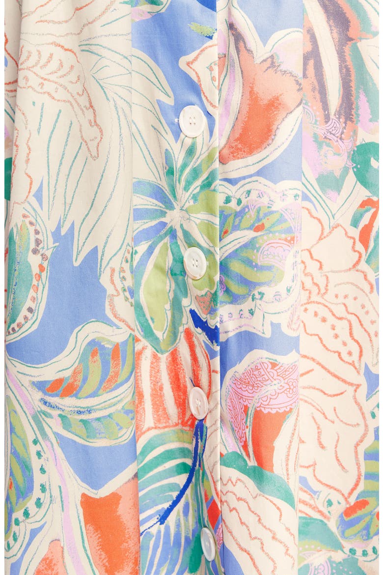 Printed Button Front Midi Skirt, Alternate, color, BLUE MULTI