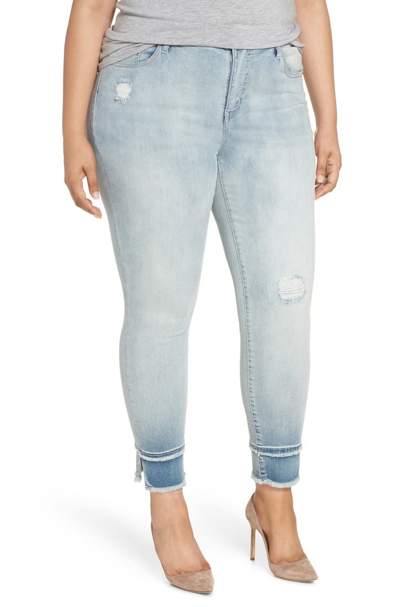 Seven7 Double Raw Hem High Waist Skinny Jeans, Main, color, 