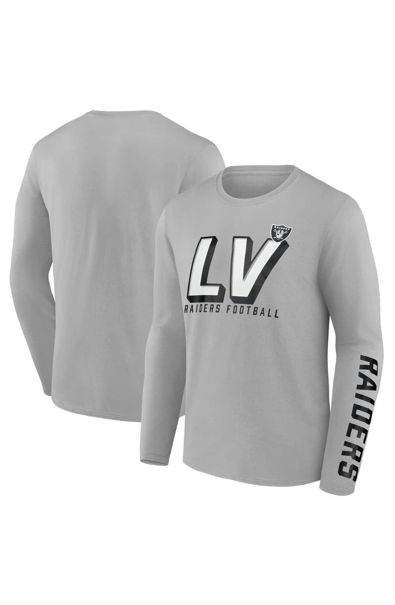 FANATICS Men's Fanatics  Gray Las Vegas Raiders Long Sleeve T-Shirt, Main, color, 